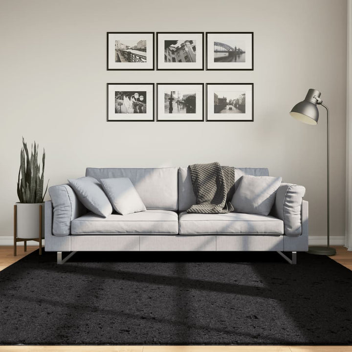 Vloerkleed PAMPLONA shaggy hoogpolig modern 200x200 cm zwart