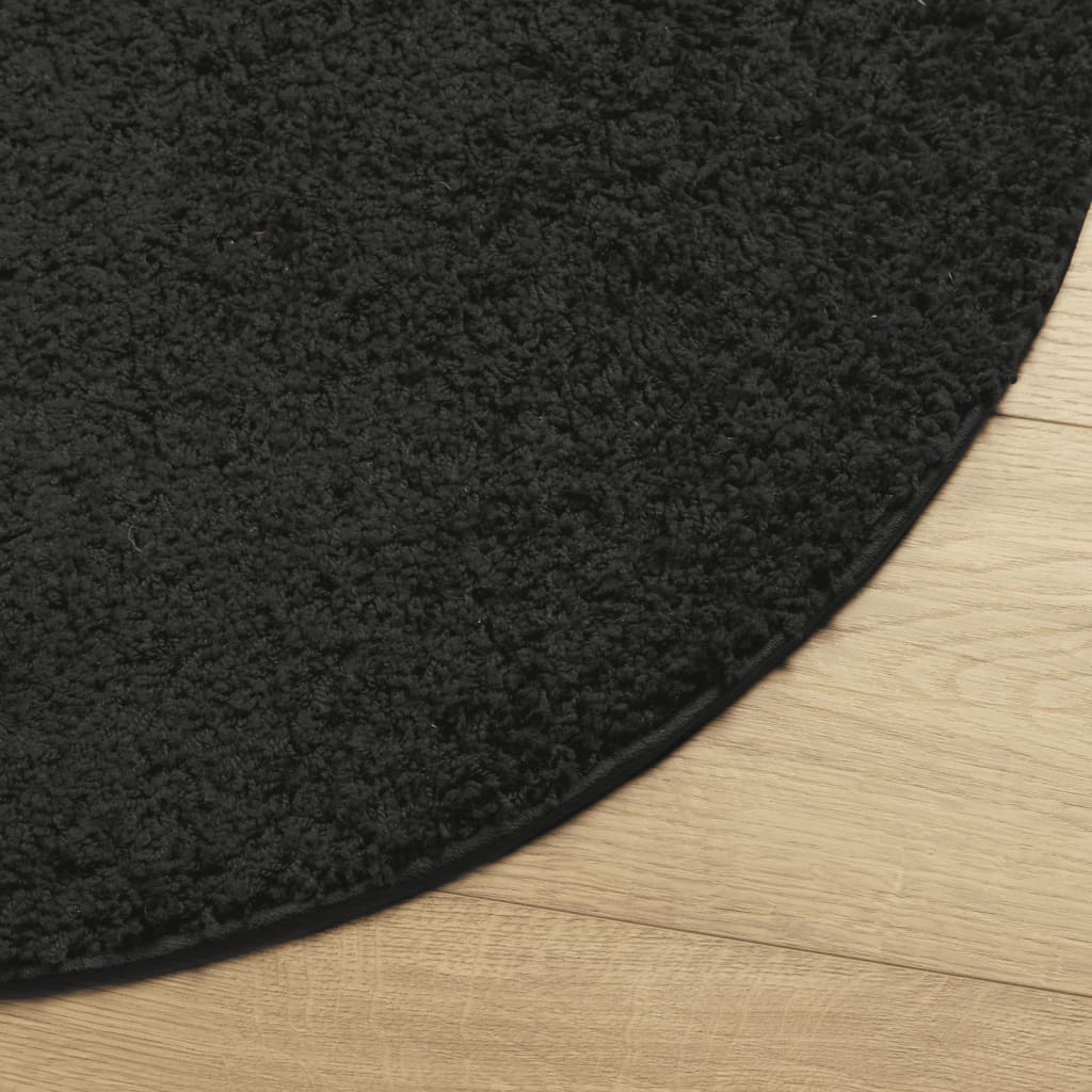 Vloerkleed PAMPLONA shaggy hoogpolig modern ø 100 cm zwart