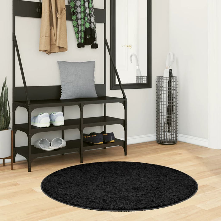 Vloerkleed PAMPLONA shaggy hoogpolig modern ø 100 cm zwart