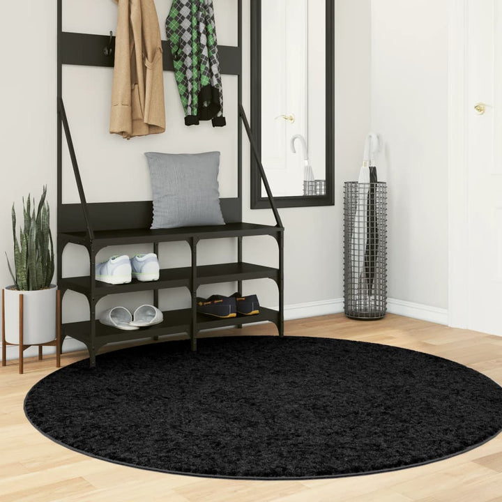 Vloerkleed PAMPLONA shaggy hoogpolig modern ø 160 cm zwart