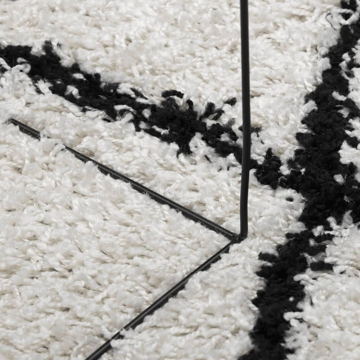 Vloerkleed PAMPLONA shaggy hoogpolig 80x250 cm crème en zwart