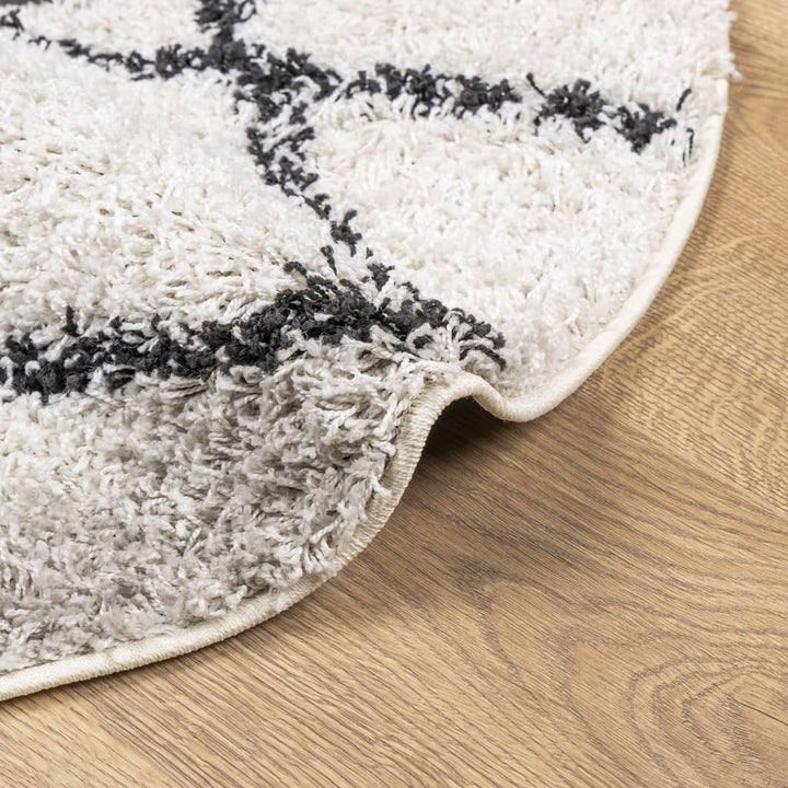 Vloerkleed shaggy hoogpolig modern ø 100 cm crèmekleur en zwart