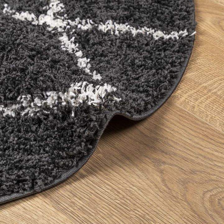 Vloerkleed shaggy hoogpolig modern ø 80 cm zwart en crème