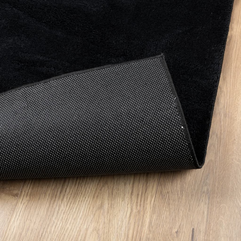 Vloerkleed OVIEDO laagpolig 120x120 cm zwart