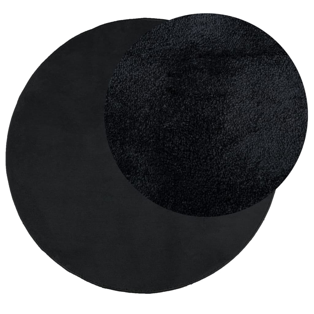 Vloerkleed OVIEDO laagpolig ø 80 cm zwart