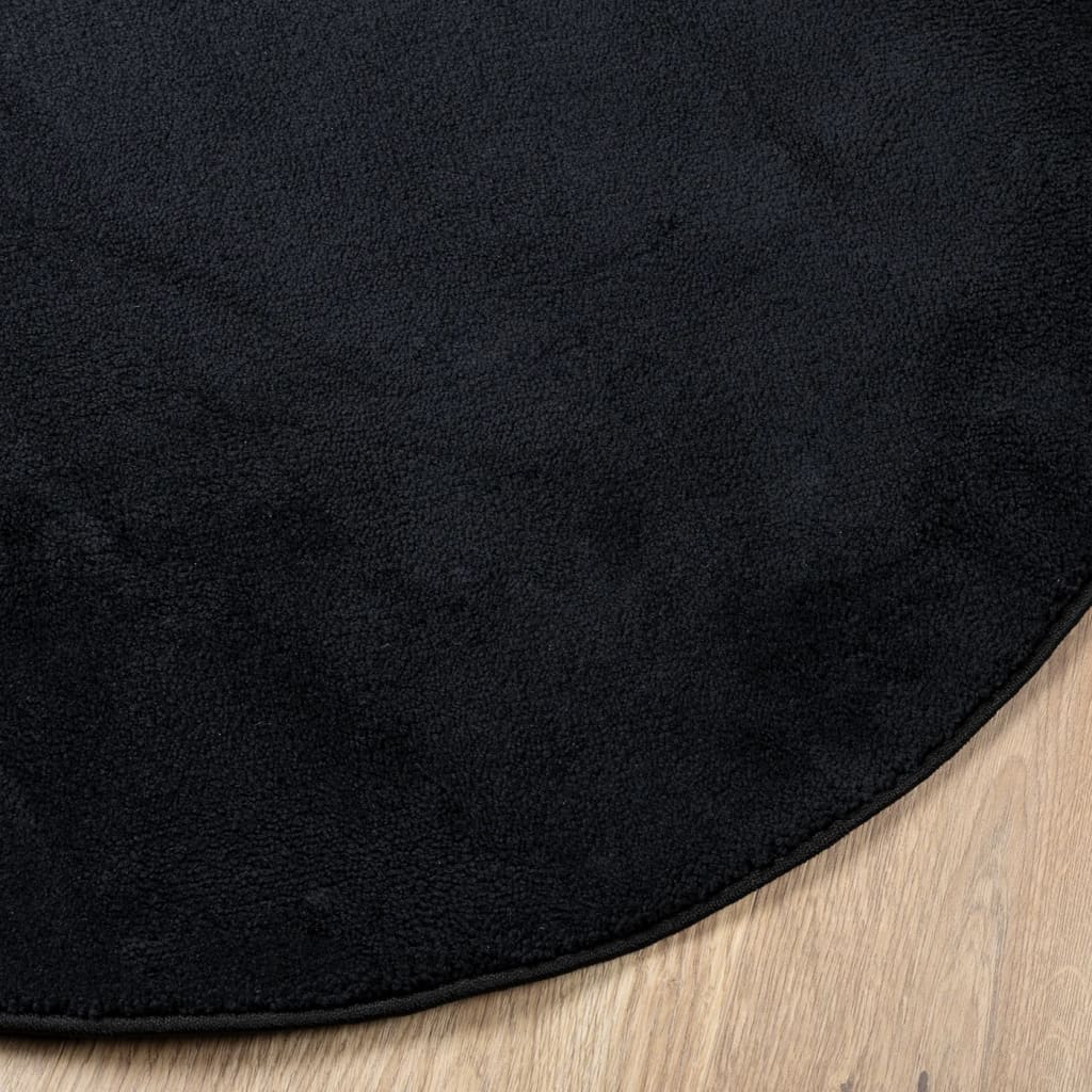 Vloerkleed OVIEDO laagpolig ø 120 cm zwart