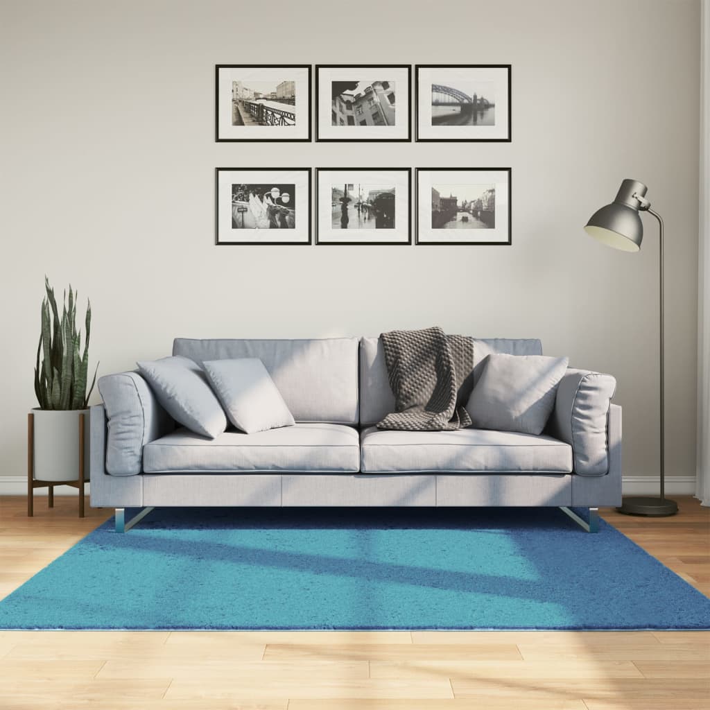 Vloerkleed OVIEDO laagpolig 160x160 cm turquoise