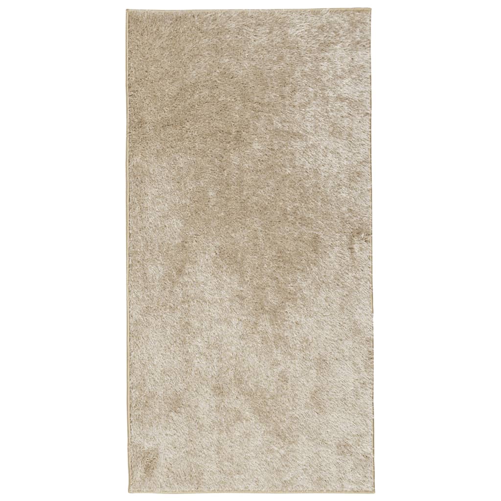 Vloerkleed ISTAN hoogpolig glanzend 80x150 cm beige