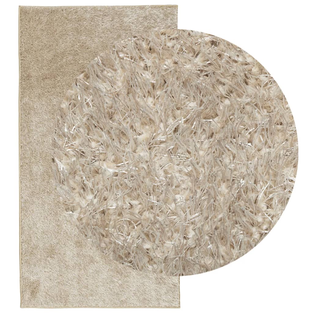 Vloerkleed ISTAN hoogpolig glanzend 80x150 cm beige