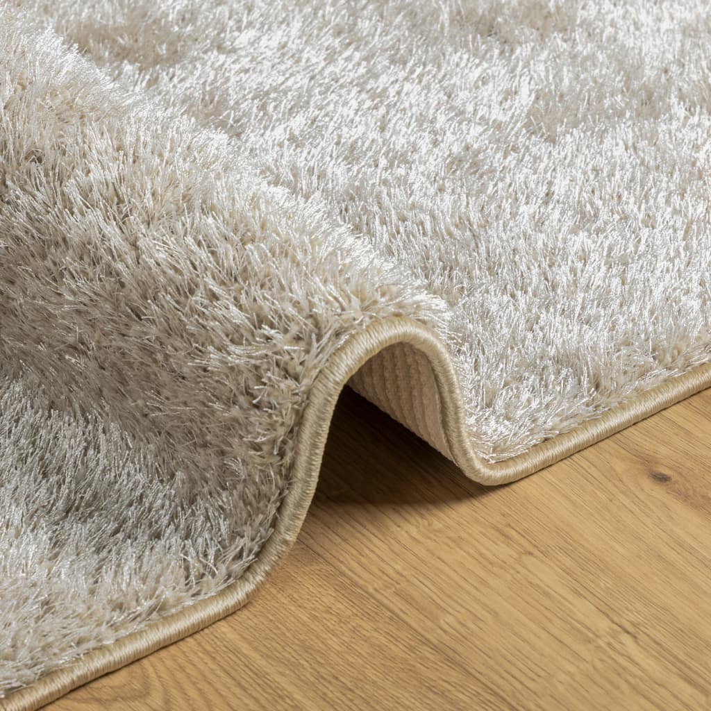 Vloerkleed ISTAN hoogpolig glanzend 80x150 cm beige