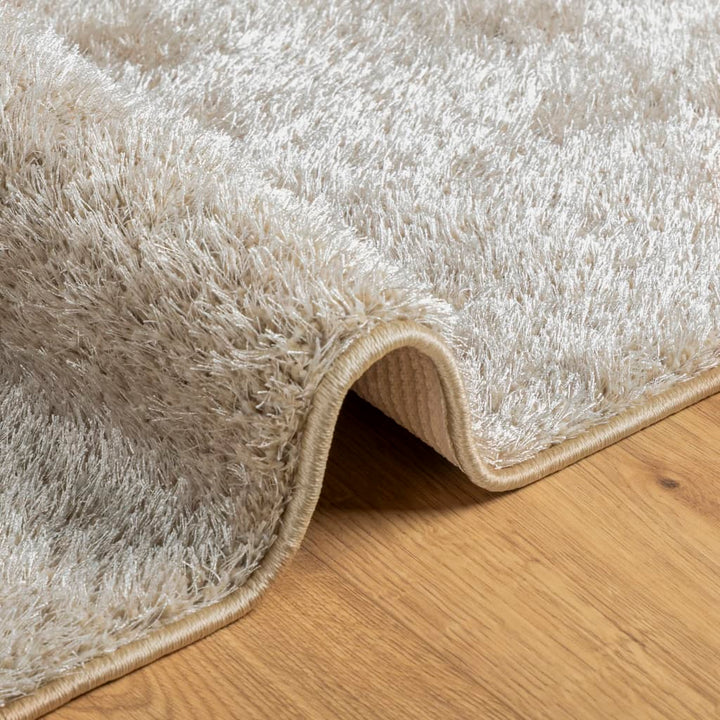 Vloerkleed ISTAN hoogpolig glanzend 80x150 cm beige