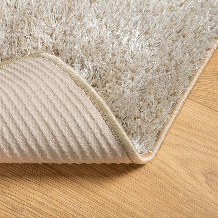 Vloerkleed ISTAN hoogpolig glanzend 120x170 cm beige