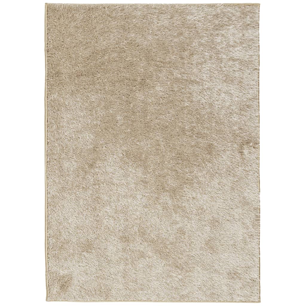 Vloerkleed ISTAN hoogpolig glanzend 240x340 cm beige