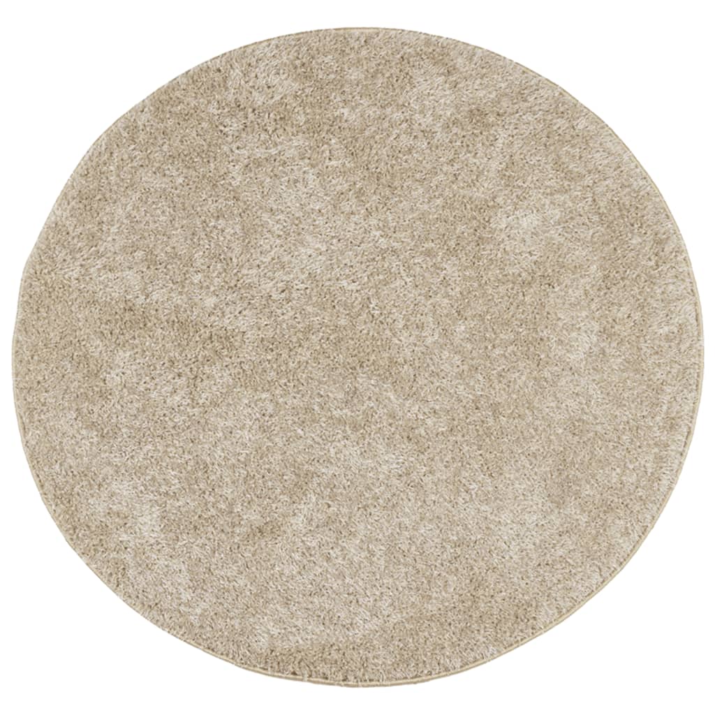 Vloerkleed ISTAN hoogpolig glanzend ø 120 cm beige