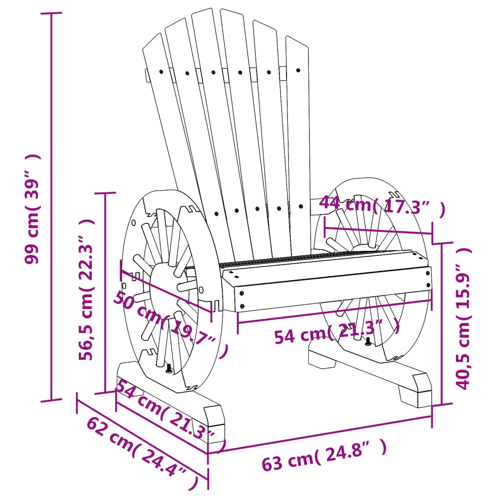 Tuinstoelen 4 st Adirondack massief vurenhout