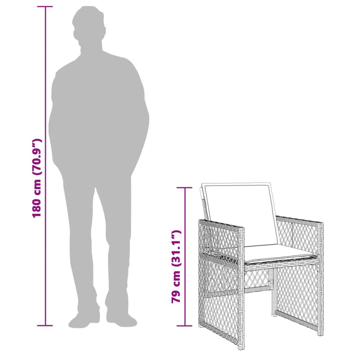 Tuinstoelen 4 st met kussens poly rattan lichtgrijs