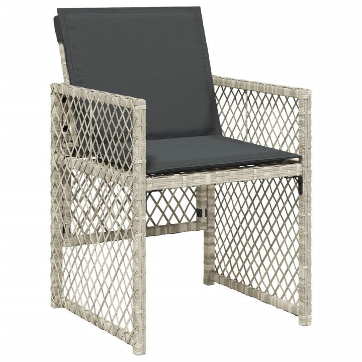 Tuinstoelen 4 st met kussens poly rattan lichtgrijs