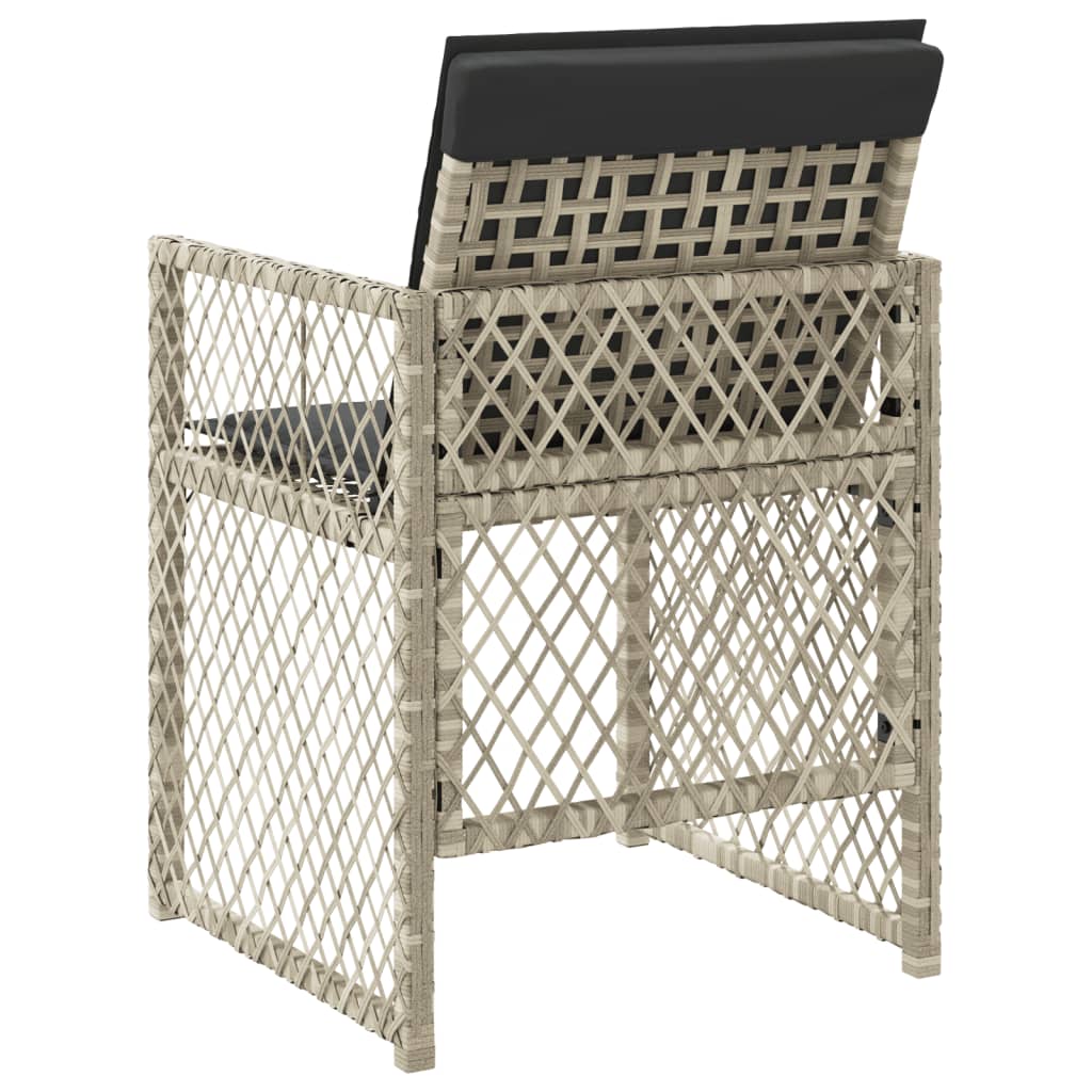 Tuinstoelen 4 st met kussens poly rattan lichtgrijs