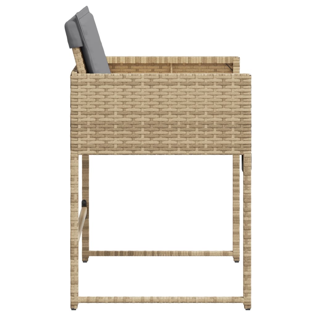 Tuinstoelen 4 st met kussens poly rattan gemengd beige