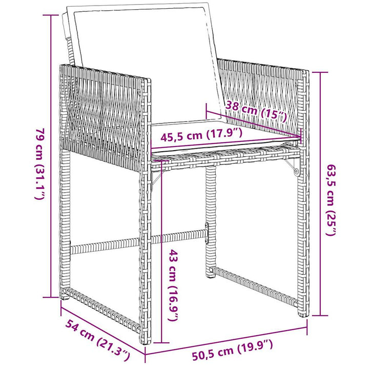 Tuinstoelen 4 st met kussens poly rattan beige