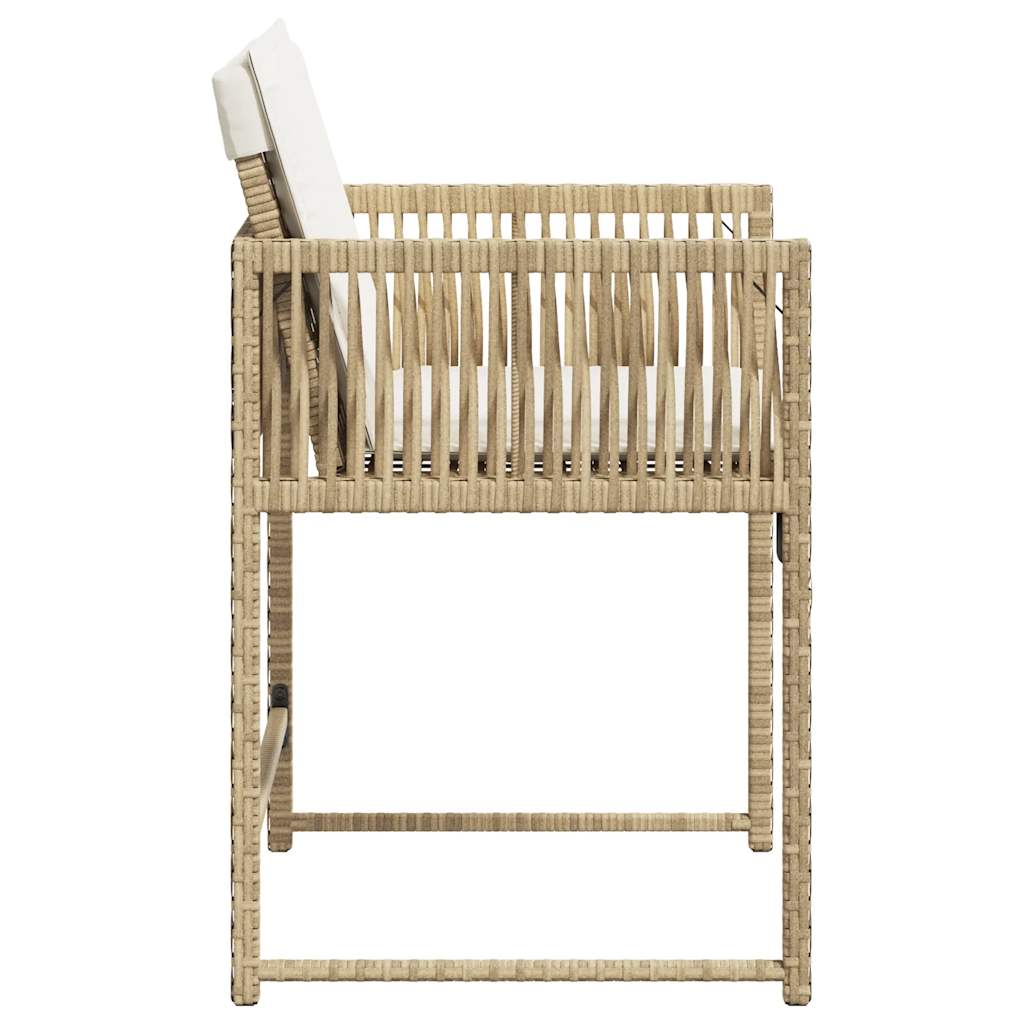 Tuinstoelen 4 st met kussens poly rattan beige