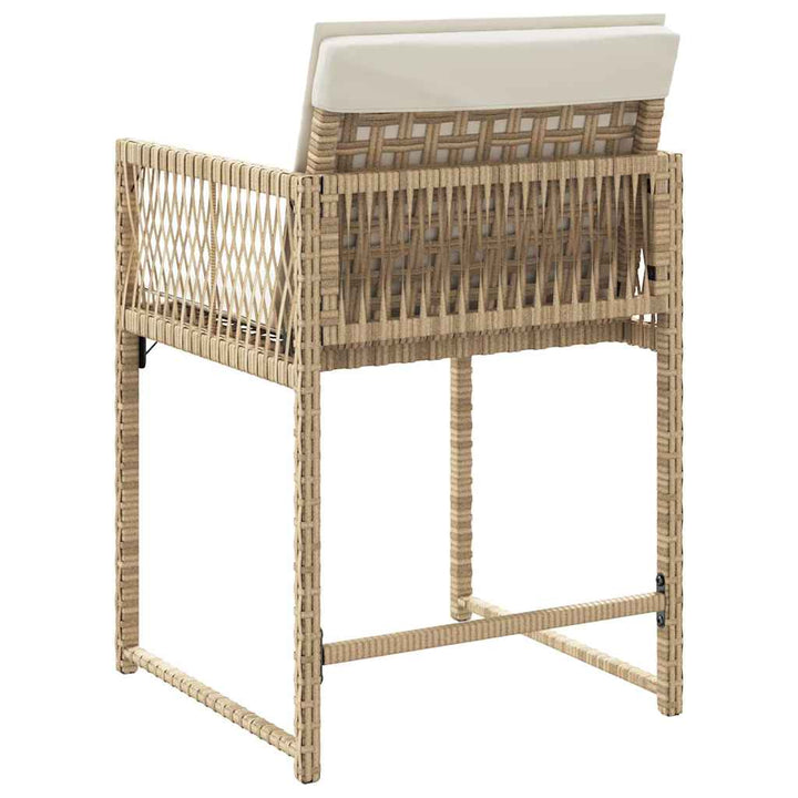 Tuinstoelen 4 st met kussens poly rattan beige