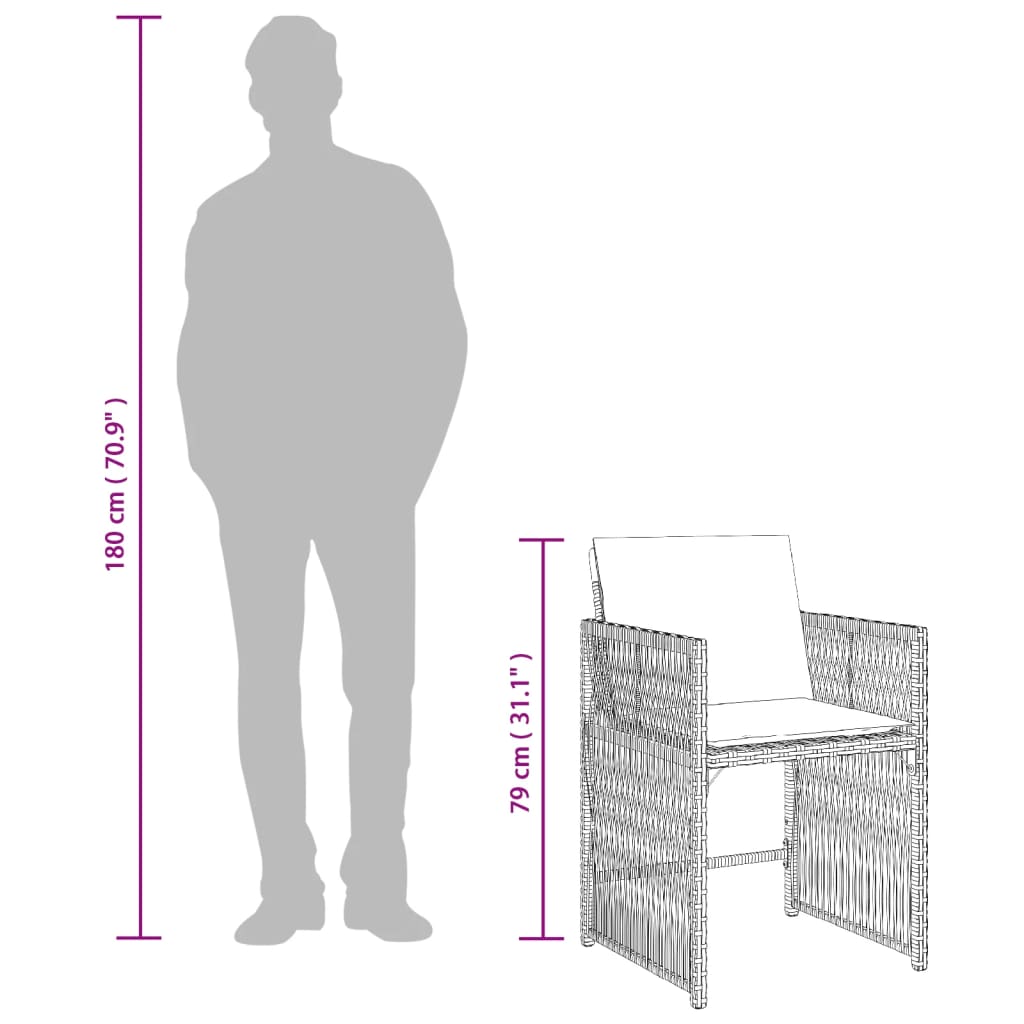 Tuinstoelen 4 st met kussens poly rattan zwart