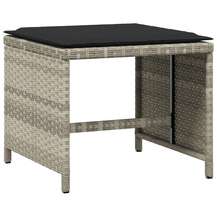 Tuinkrukken 4 st met kussens 41x41x36 cm poly rattan lichtgrijs