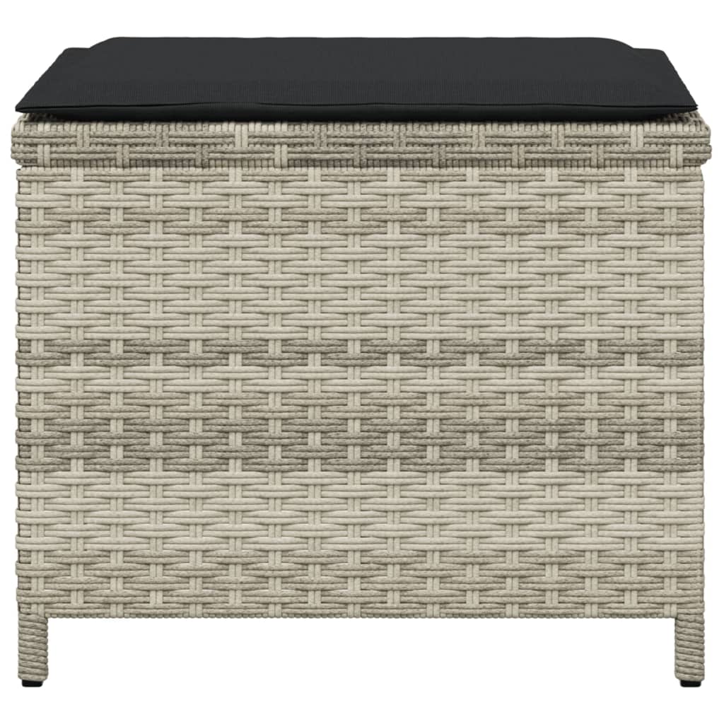 Tuinkrukken 4 st met kussens 41x41x36 cm poly rattan lichtgrijs