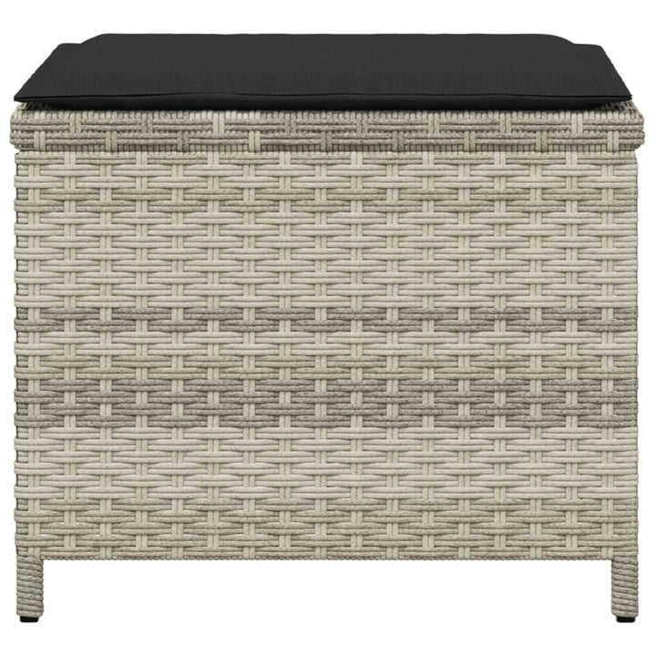 Tuinkrukken 4 st met kussens 41x41x36 cm poly rattan lichtgrijs