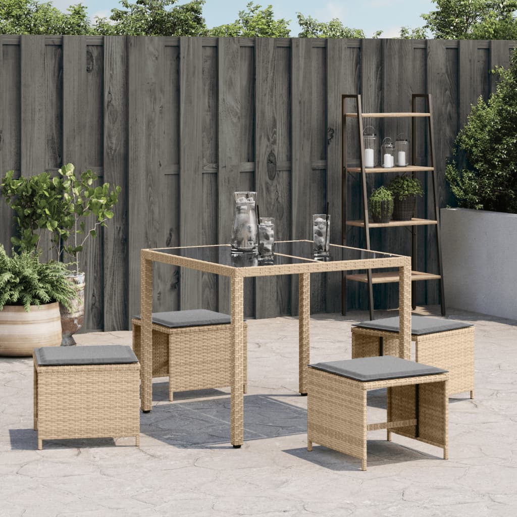 Tuinkrukken 4 st met kussens 41x41x36 cm poly rattan beige