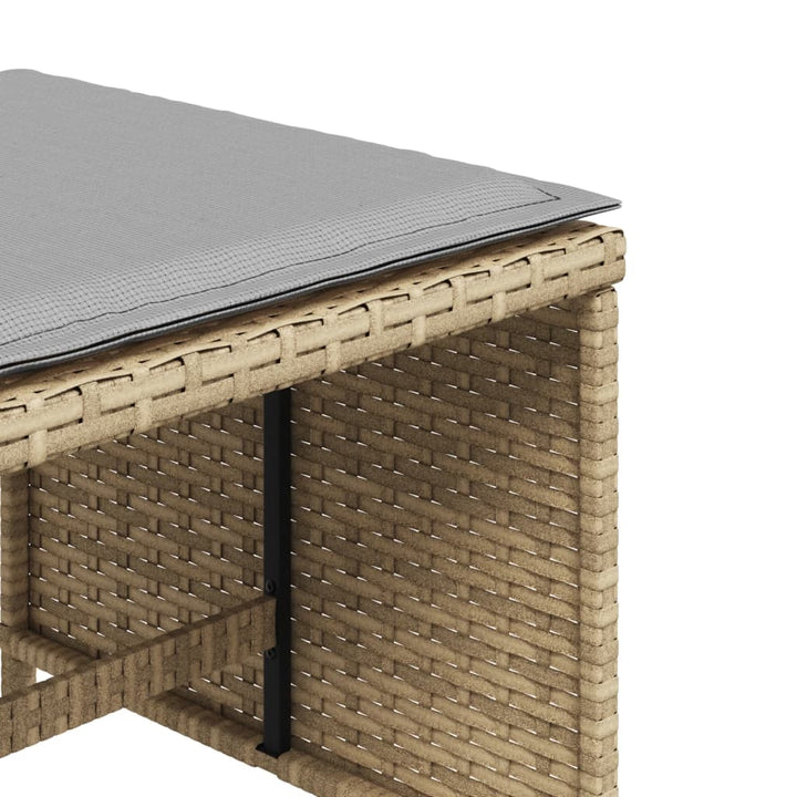 Tuinkrukken 4 st met kussens 41x41x36 cm poly rattan beige