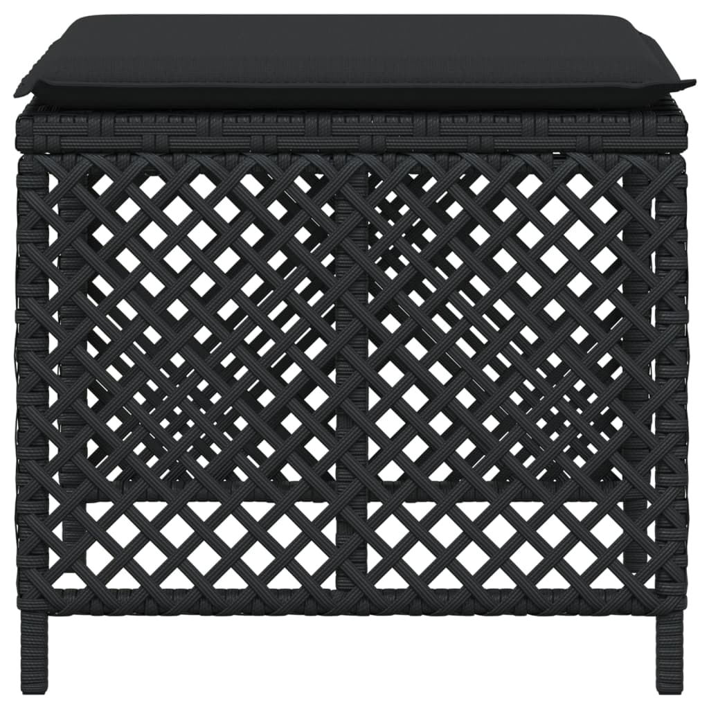 Tuinkrukken 4 st met kussens 41x41x36 cm poly rattan zwart