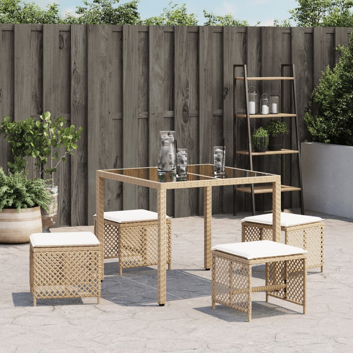 Tuinkrukken 4 st met kussens 41x41x36 cm poly rattan beige