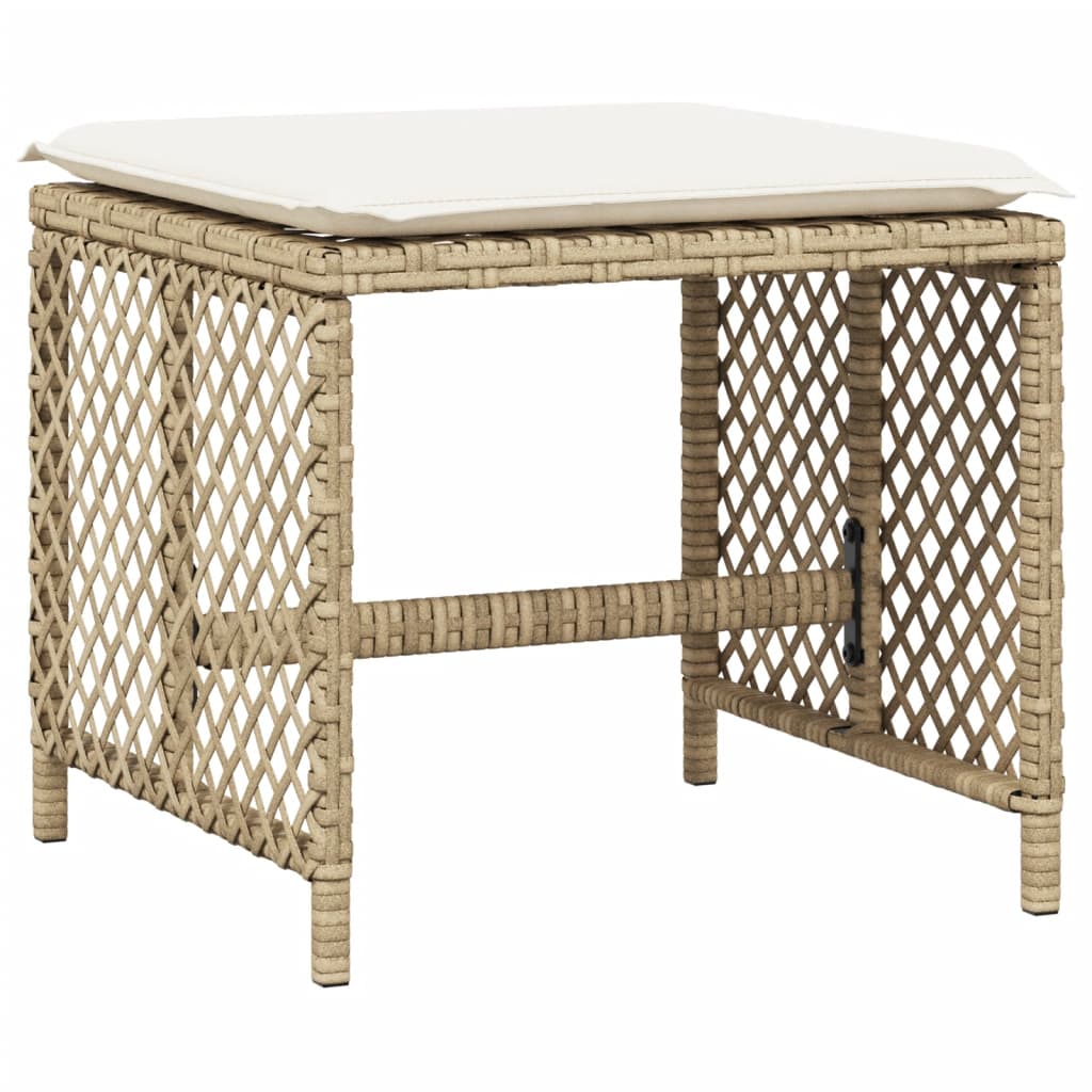 Tuinkrukken 4 st met kussens 41x41x36 cm poly rattan beige