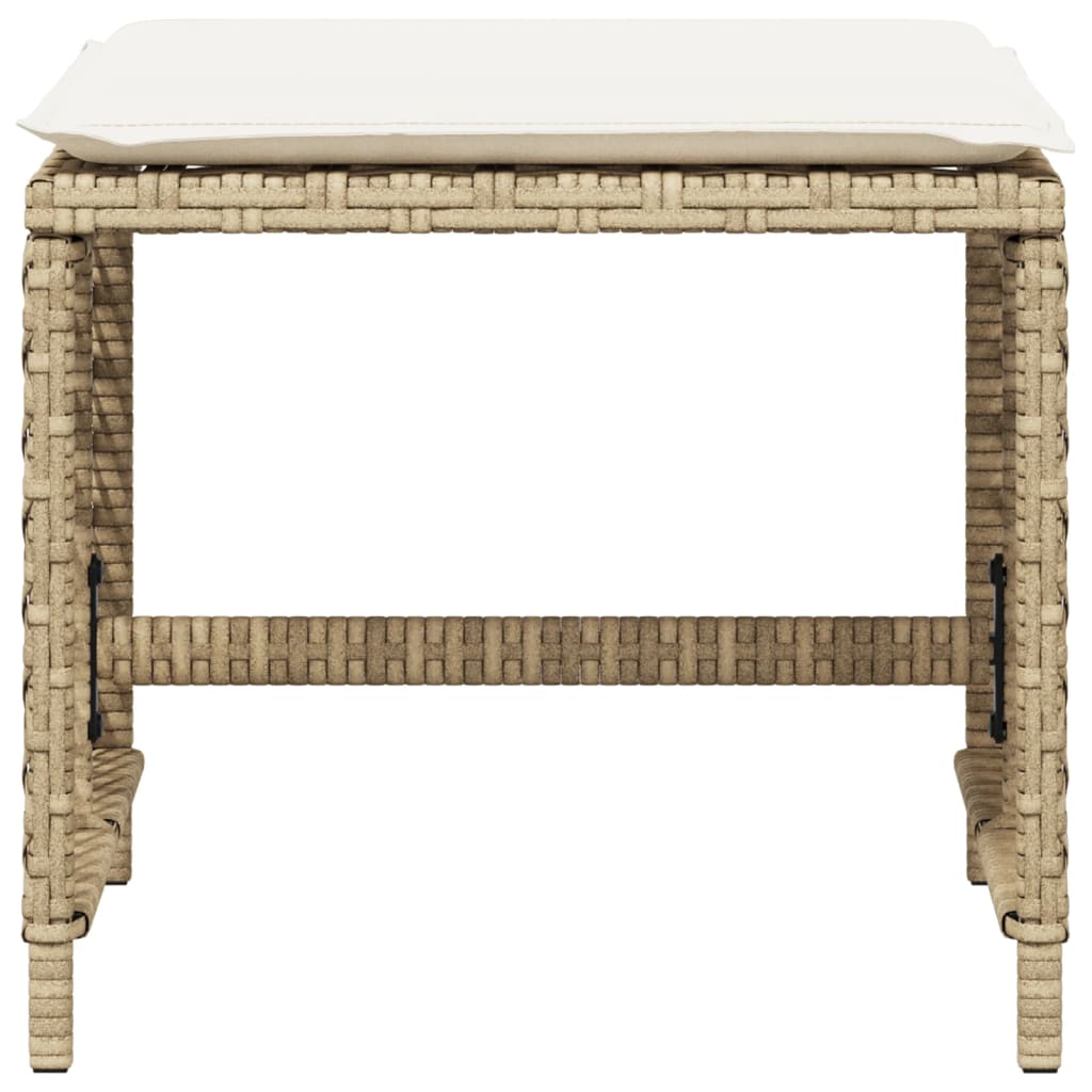 Tuinkrukken 4 st met kussens 41x41x36 cm poly rattan beige