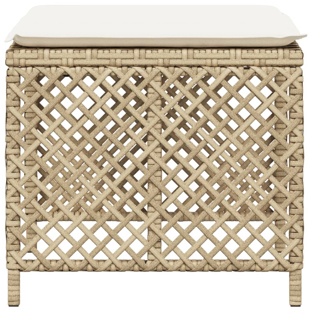 Tuinkrukken 4 st met kussens 41x41x36 cm poly rattan beige