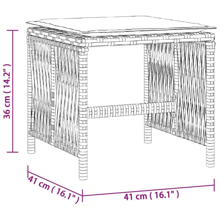 Tuinkrukken 4 st met kussens 41x41x36 cm poly rattan zwart