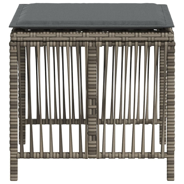 Tuinkrukken 4 st met kussens 41x41x36 cm poly rattan grijs