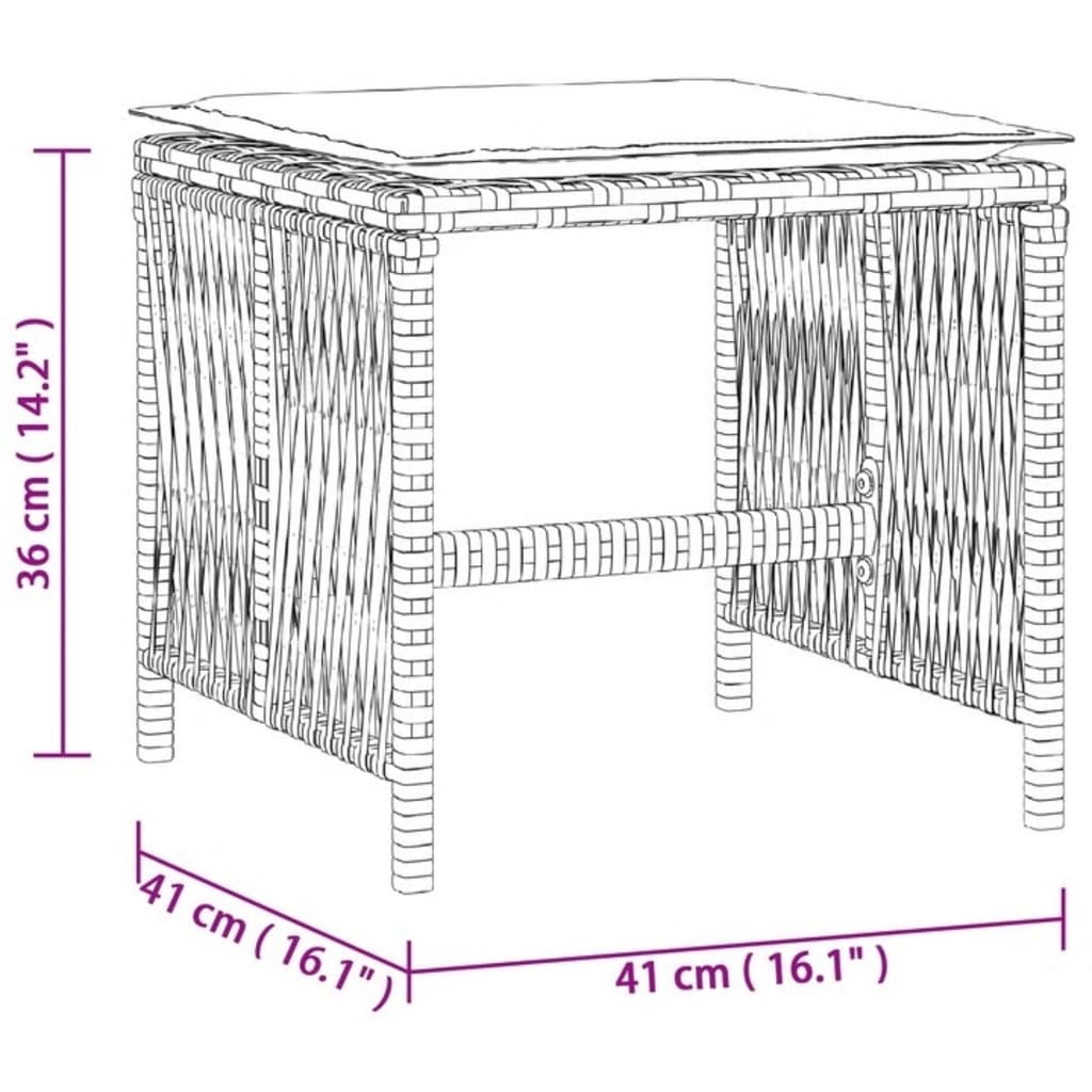 Tuinkrukken 4 st met kussens 41x41x36 cm poly rattan grijs