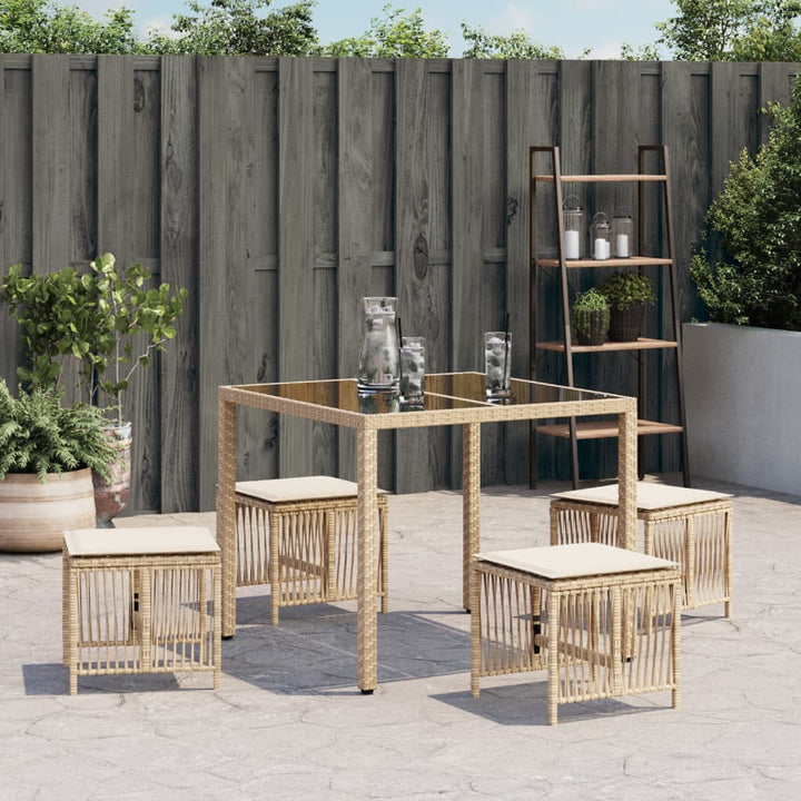 Tuinkrukken 4 st met kussens 41x41x36 cm poly rattan beige