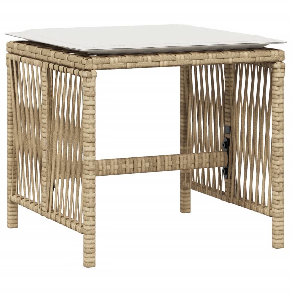 Tuinkrukken 4 st met kussens 41x41x36 cm poly rattan beige