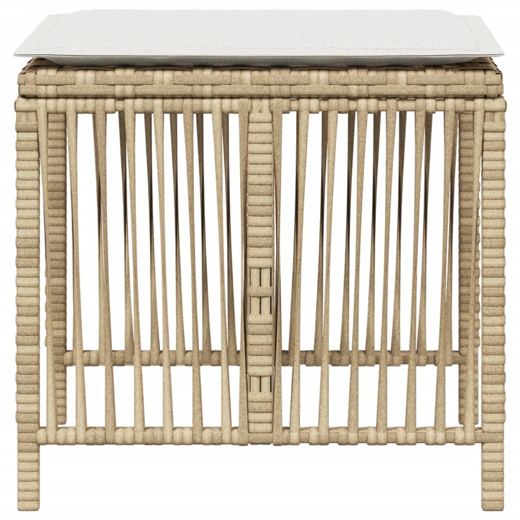 Tuinkrukken 4 st met kussens 41x41x36 cm poly rattan beige