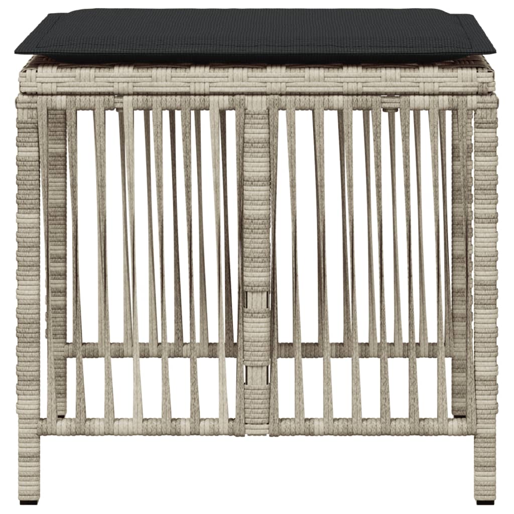 Tuinkrukken 4 st met kussens 41x41x36 cm poly rattan lichtgrijs