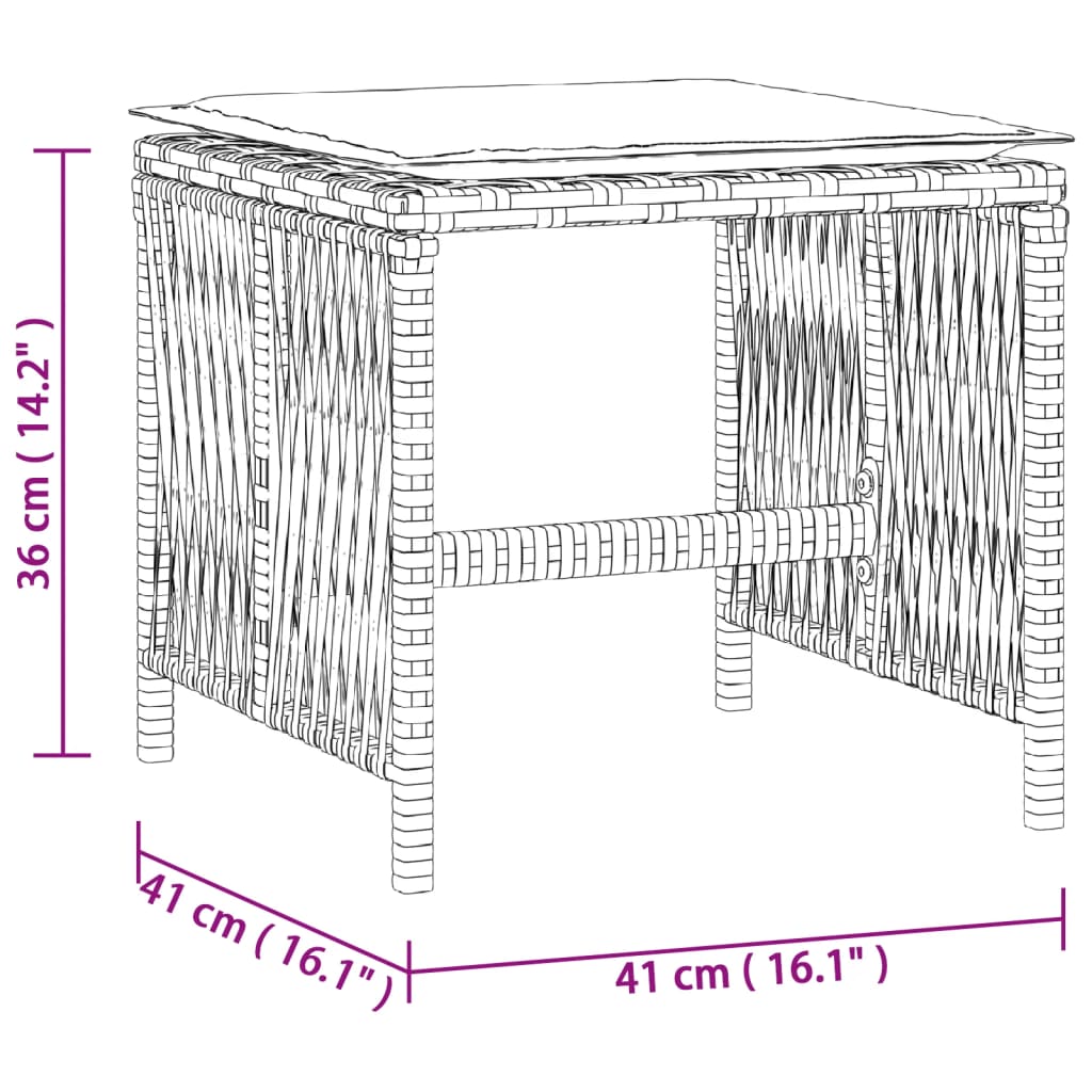 Tuinkrukken 4 st met kussens 41x41x36 cm poly rattan lichtgrijs