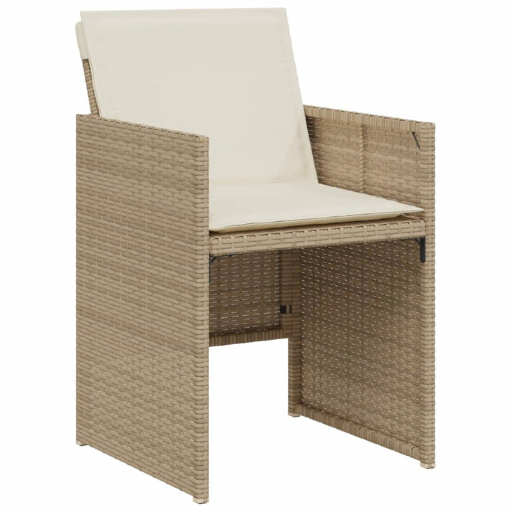 3-delige Bistroset met kussens poly rattan beige