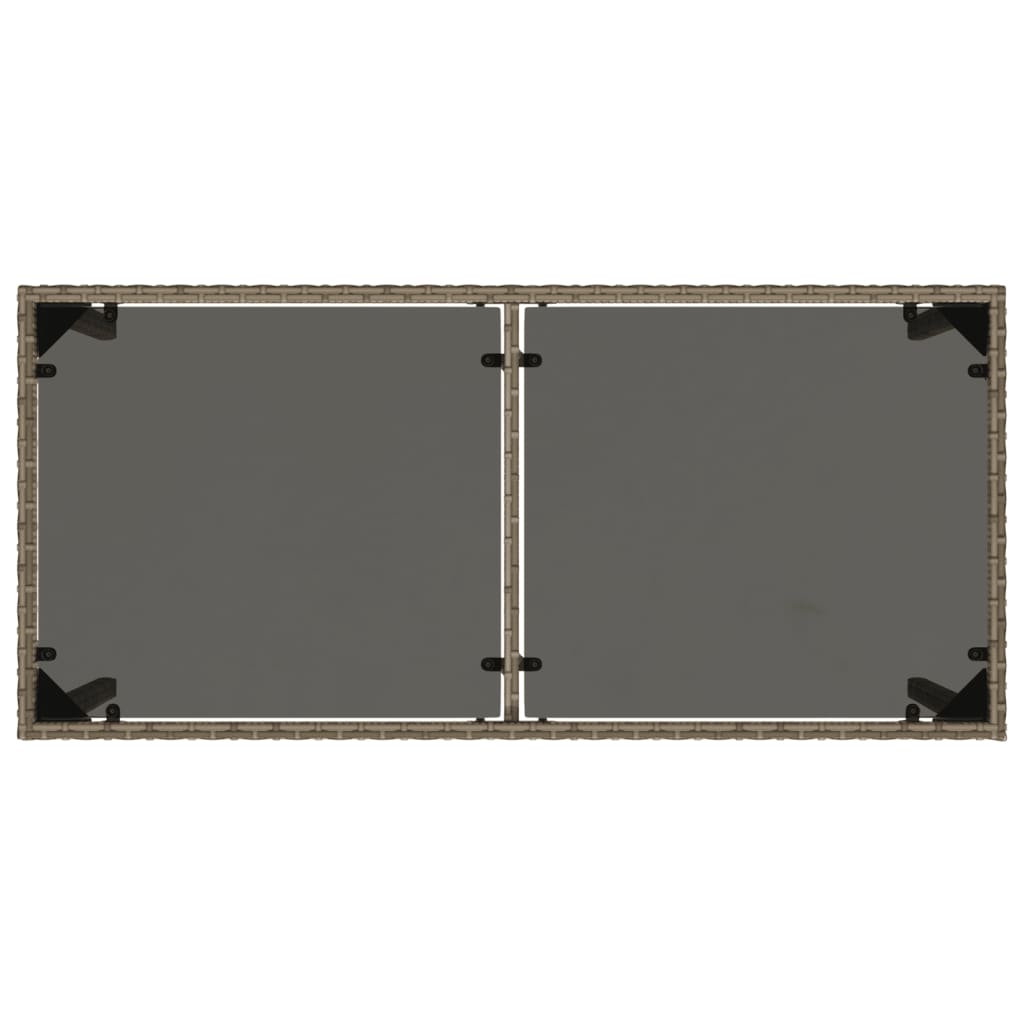 Tuintafel met glazen blad 115x54x74 cm poly rattan grijs