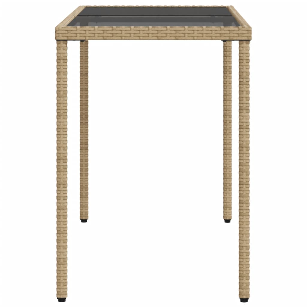 Tuintafel met glazen blad 115x54x74 cm poly rattan beige