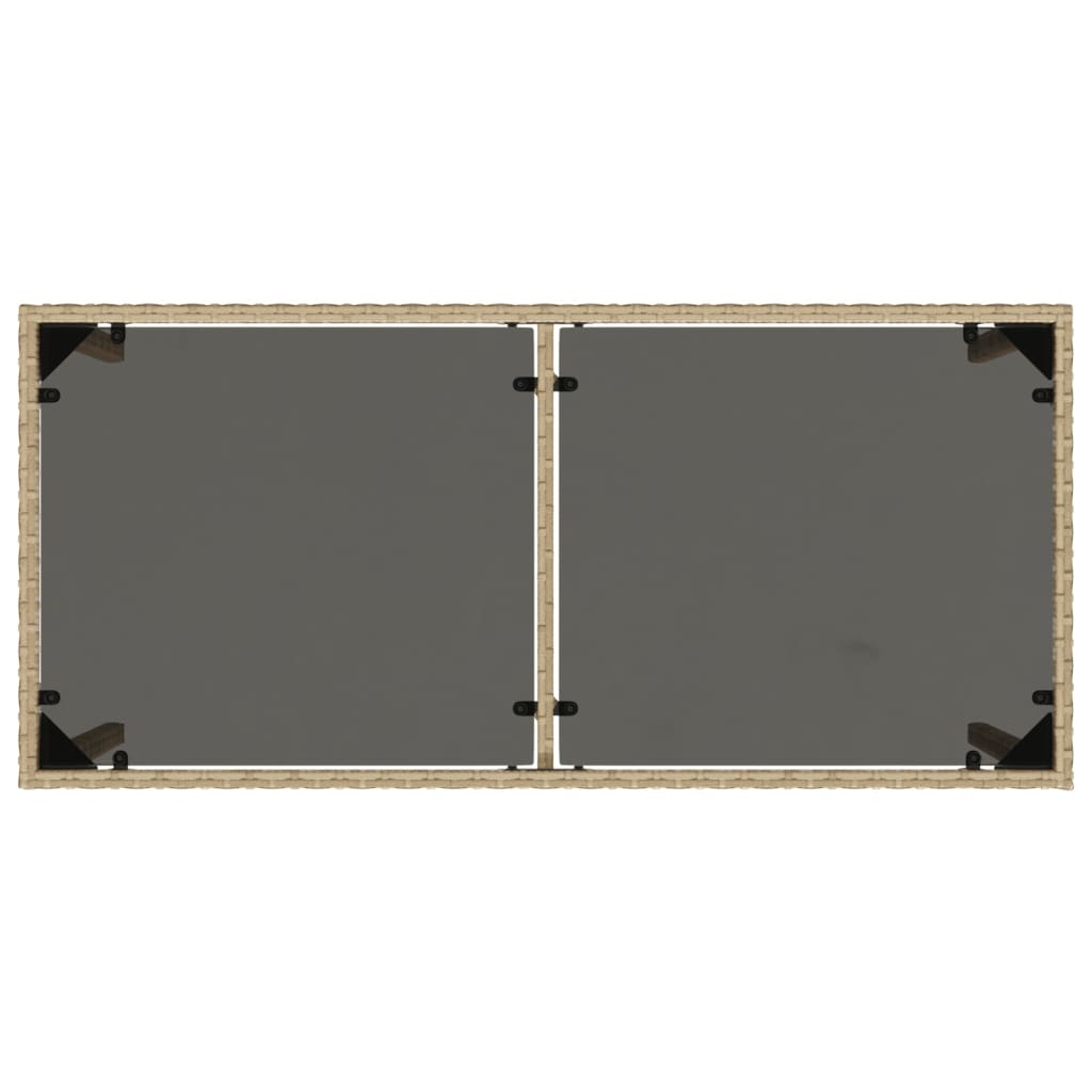 Tuintafel met glazen blad 115x54x74 cm poly rattan beige