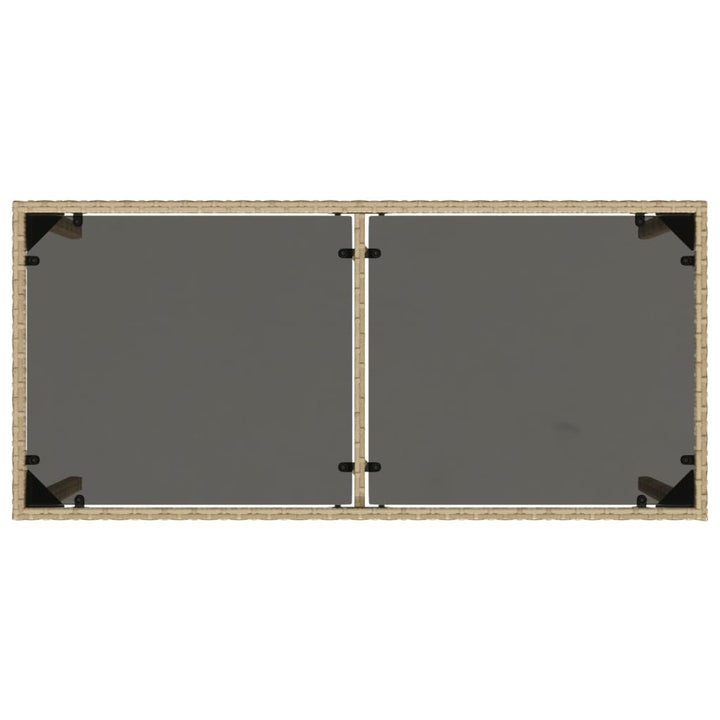 Tuintafel met glazen blad 115x54x74 cm poly rattan beige